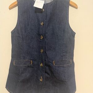 Topshop Blue Button Down Denim Vest